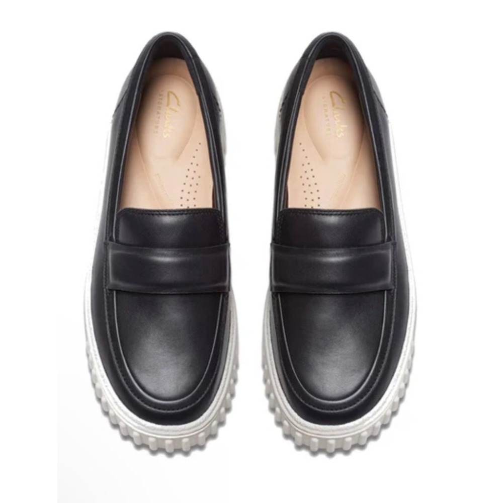 Clarks‎ Mayhill NWT Cove Black Leather Platform Penny Loafers Womens 9 M